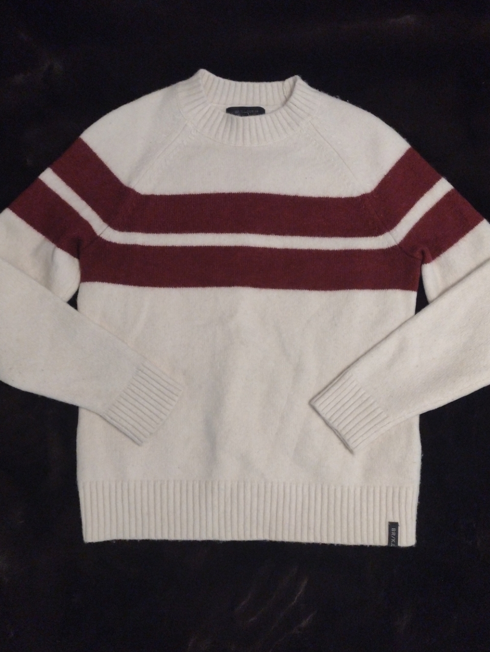 Banana Republic Br/K.Love-18 Med Wool Blnd Sweater Burgundy Stripe Academia